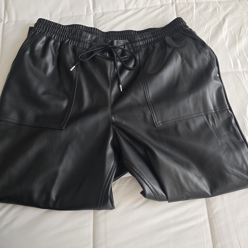 a new day Black Faux Leather Joggers - Picture 4 of 5